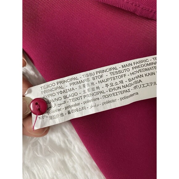 Zara Mini Dress Women Size S Fuchsia Long Balloon Sleeves Tunic Tie Waist - Picture 5 of 15